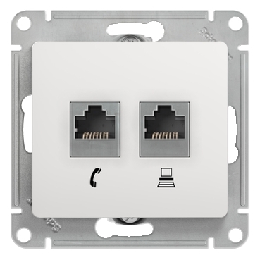 GLOSSA Розетка тел+комп RJ11+RJ45 кат 5е механизм белый 000185