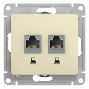 GLOSSA Розетка 2-постовая компьютерная RJ45+RJ45 механизм бежевый 000285КК