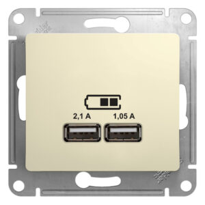GLOSSA USB 5В/2100мА 2*5В/1050мА бежевый 000233