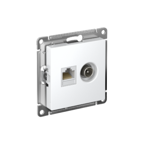 Atlas Design Розетка двойная ТВ + компьютерная RJ45 кат. 5e, механизм, Белый
