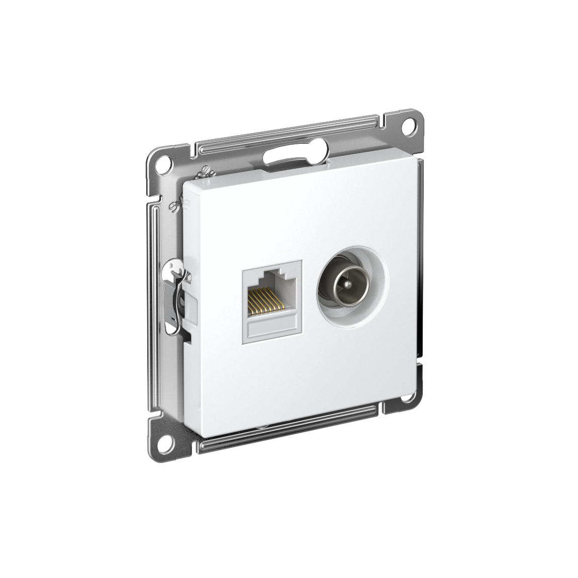 Atlas Design Розетка двойная ТВ + компьютерная RJ45 кат. 5e, механизм, Белый
