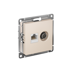 Atlas Design Розетка двойная ТВ + компьютерная RJ45 кат. 5e, механизм, Бежевый