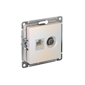 Atlas Design Розетка двойная ТВ + компьютерная RJ45 кат. 5e, механизм, Жемчуг