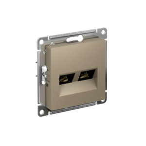 Atlas Design Розетка двойная компьютерная RJ45+RJ45 кат. 5e, механизм, Шампань