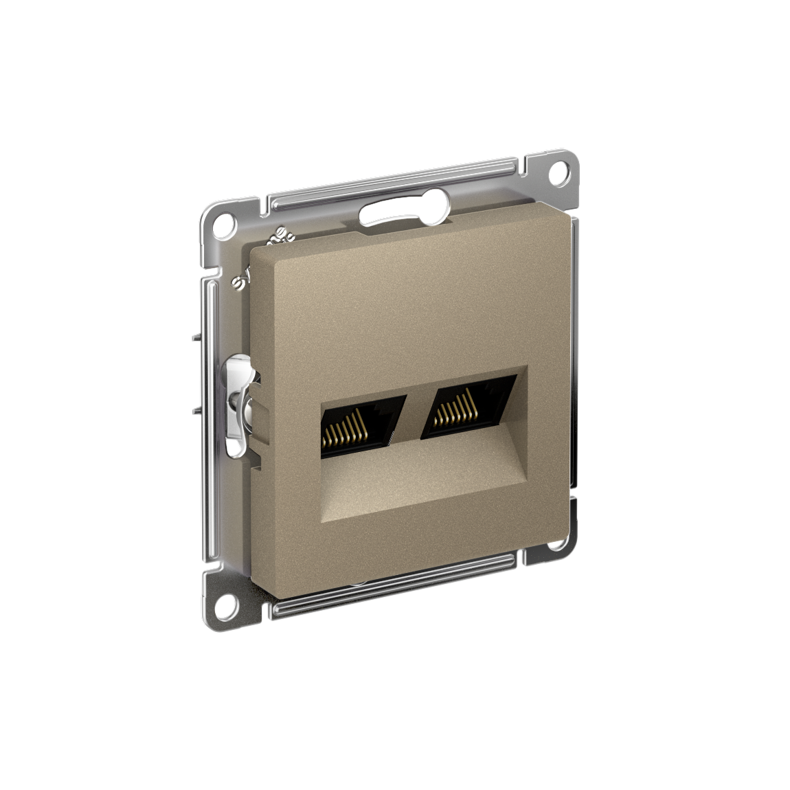 Atlas Design Розетка двойная компьютерная RJ45+RJ45 кат. 5e, механизм, Шампань