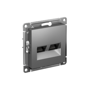 Atlas Design Розетка двойная компьютерная RJ45+RJ45 кат. 5e, механизм, Сталь
