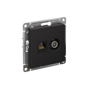 Atlas Design Розетка двойная ТВ + компьютерная RJ45 кат. 5e, механизм, Карбон