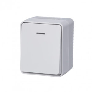 Atlas Design PROFI IP54 О/У 1-клавишный Выключатель с подсветкой, сх.1а, 10АХ, Белый