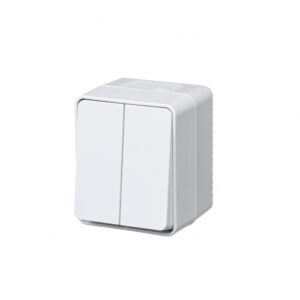 Atlas Design PROFI IP54 О/У 2-клавишный Выключатель, сх.5, 10АХ, Белый