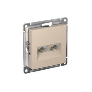 Atlas Design Розетка двойная компьютерная RJ45+RJ45 кат. 5e, механизм, Песочный