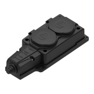 Колодка System Electric MultiSet каучуковая на 2 розетки 16А 250В IP44, чёрная
