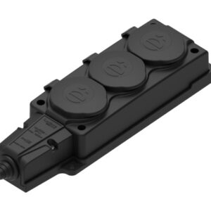 Колодка System Electric MultiSet каучуковая на 3 розетки 16А 250В IP44, чёрная