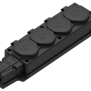 Колодка System Electric MultiSet каучуковая на 4 розетки 2К+З 16А/250В IP44, чёрная
