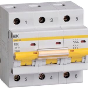 Автоматический выключатель IEK ВА47-100 3Р D80А 10кА