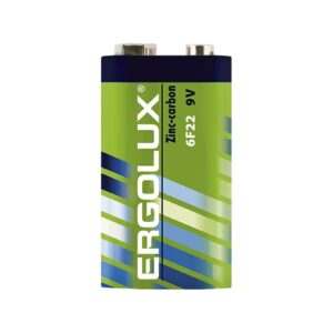 Батарейка Ergolux 6F22 Крона 9В (солевая, 1шт)