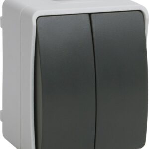 Выключатель IEK ФОРС ВС20-2-0-ФСр, 2-клавишный, IP54, серый
