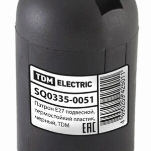 Патрон Е27 пластиковый подвесной 1 м, чёрный, TDM SQ0335-0051