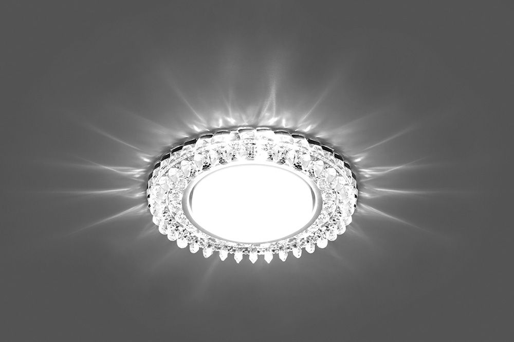 Спот встраиваемый Feron CD4027 GX53 с LED подсветкой 4000K прозрачный, хром