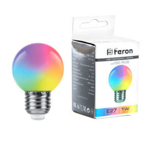 Светодиодная лампа Feron LB-37 Шарик E27 1Вт RGB (плавная смена цвета)