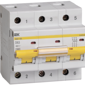 Автоматический выключатель IEK ВА47-100 3Р D63А 10кА