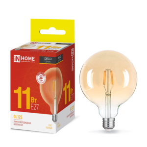 Лампа светодиодная LED-GL125-deco gold 9Вт Е27 3000К золотистая IN HOME